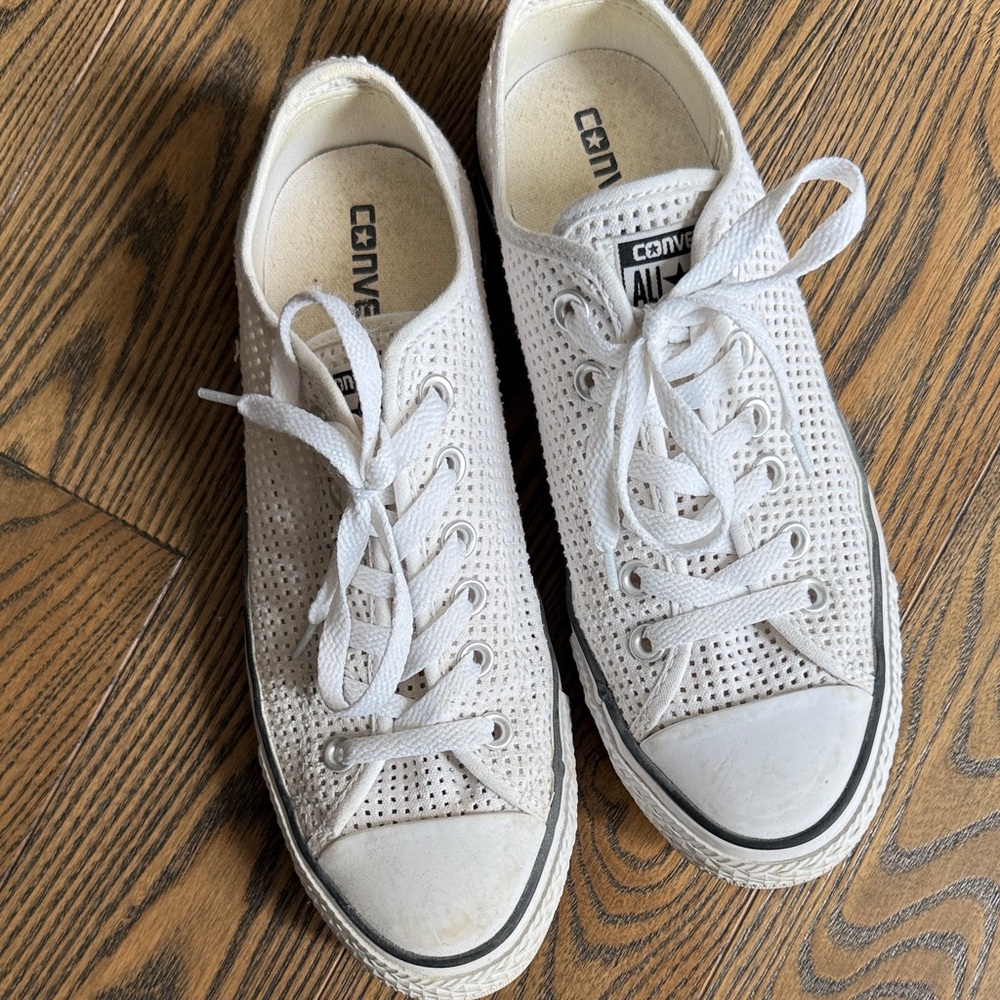 Converse White Perforated Low Top Sneakers